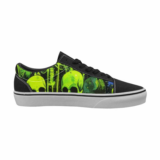 WOMEN'S Skeletons - Neon Green Lace-Up Canvas Dark Academia Sneakers