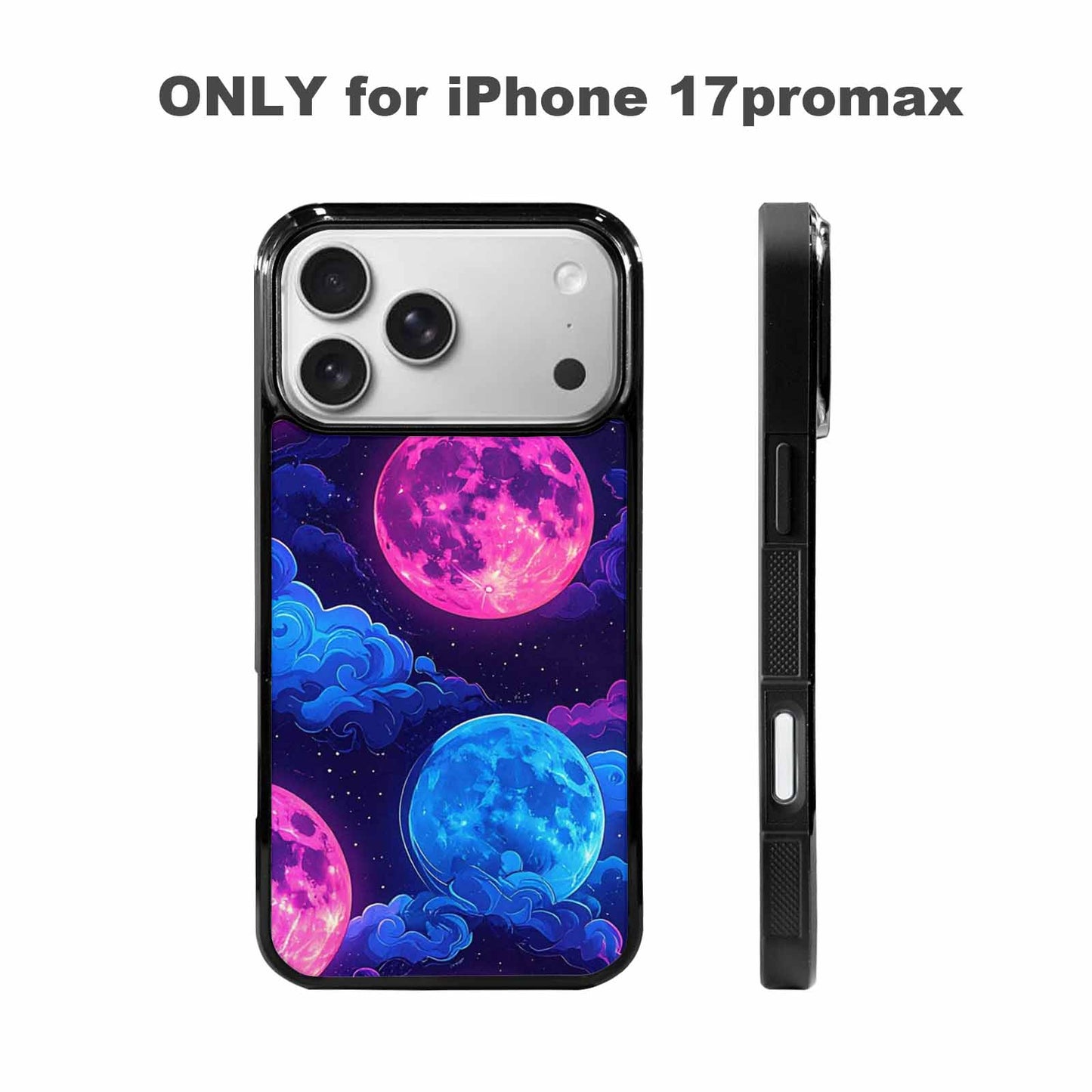 iPhone 17 Pro Max Case — Neon Winter Moon Cartoon Cute, Custom Printed Phone Case