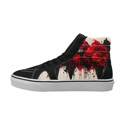 WOMEN'S Ice Cream Black & Red Ink High Top Canvas Unique Print Grunge Original Art Sneakers