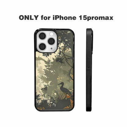 iPhone 15 Pro Max Case — Hunting Camouflage Pattern With Deer And, Custom Designed Case Cover
