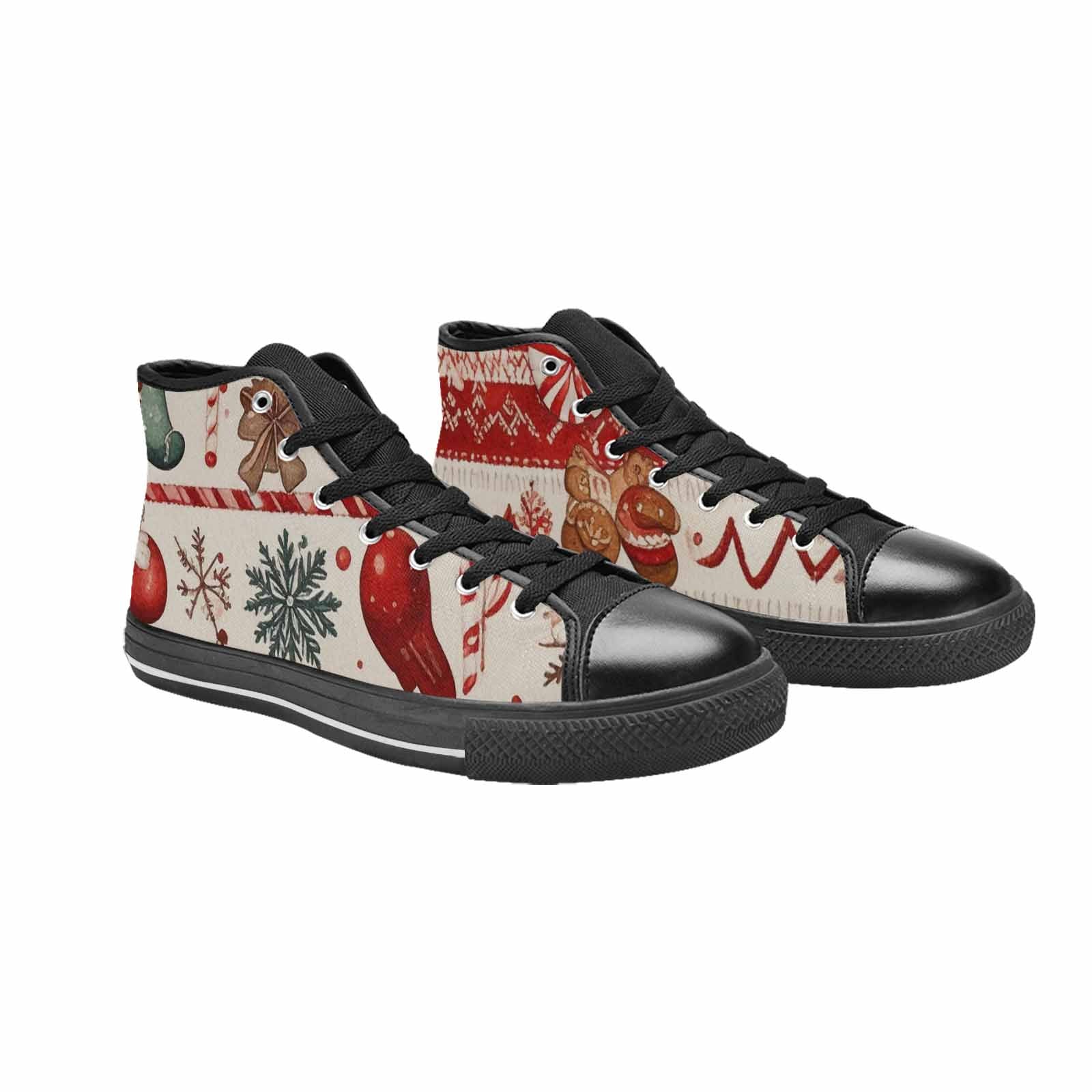 MEN'S Christmas Holly Snowflake High Top Canvas Vibrant Chaos Shoes