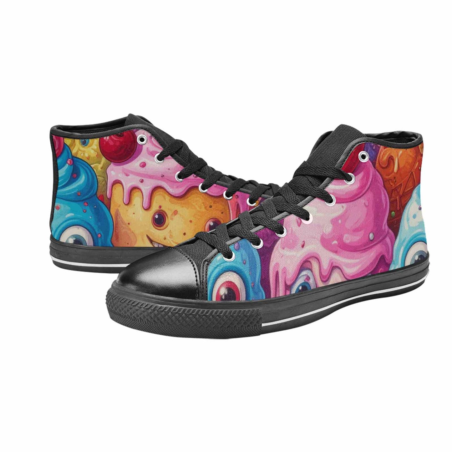 MEN'S Melting Icecream Monster Cherry High Top Canvas Aesthetic Custom Sneakers