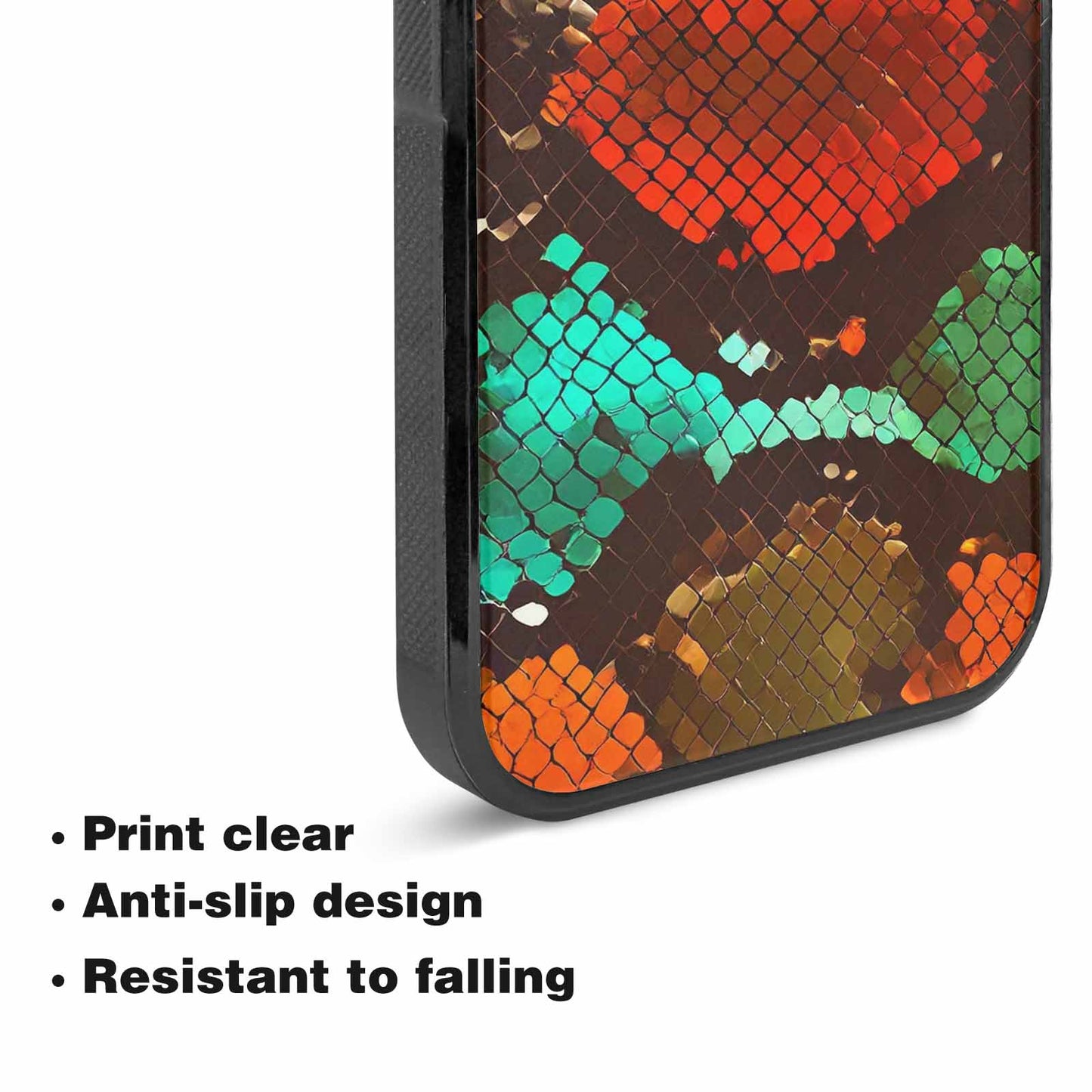 iPhone 15 Case — Snake Print Dark Seamless Pattern Vibrant, Custom Print Case Cover