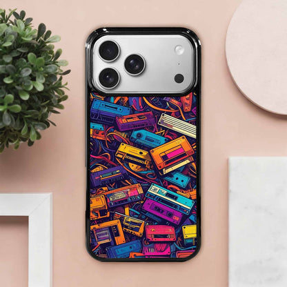 iPhone 17 Pro Max Case — Retro Cassette Tape Pattern Retro Vintage, Personalized Phone Case