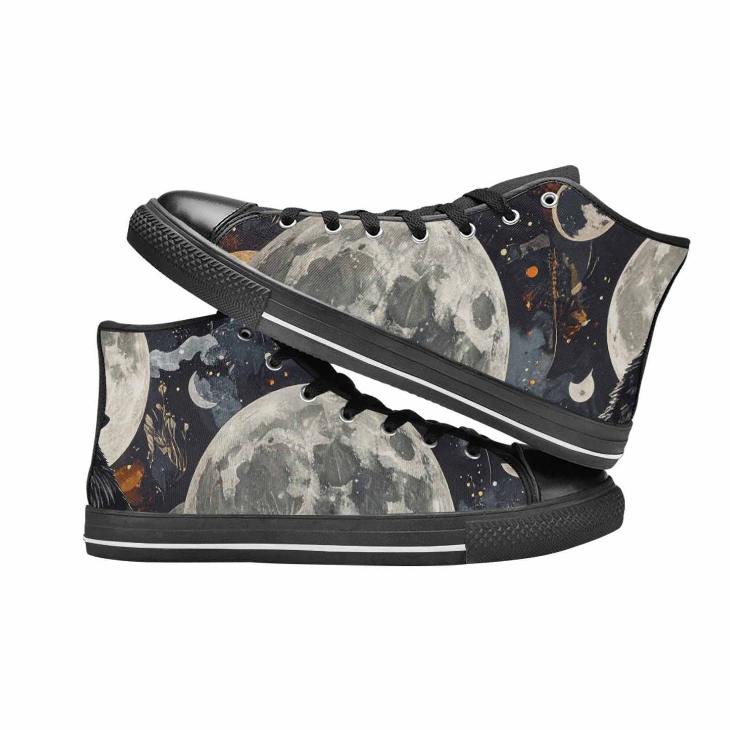 WOMEN'S Wolf Silhouette Moon High Top Canvas Vivid Shoes