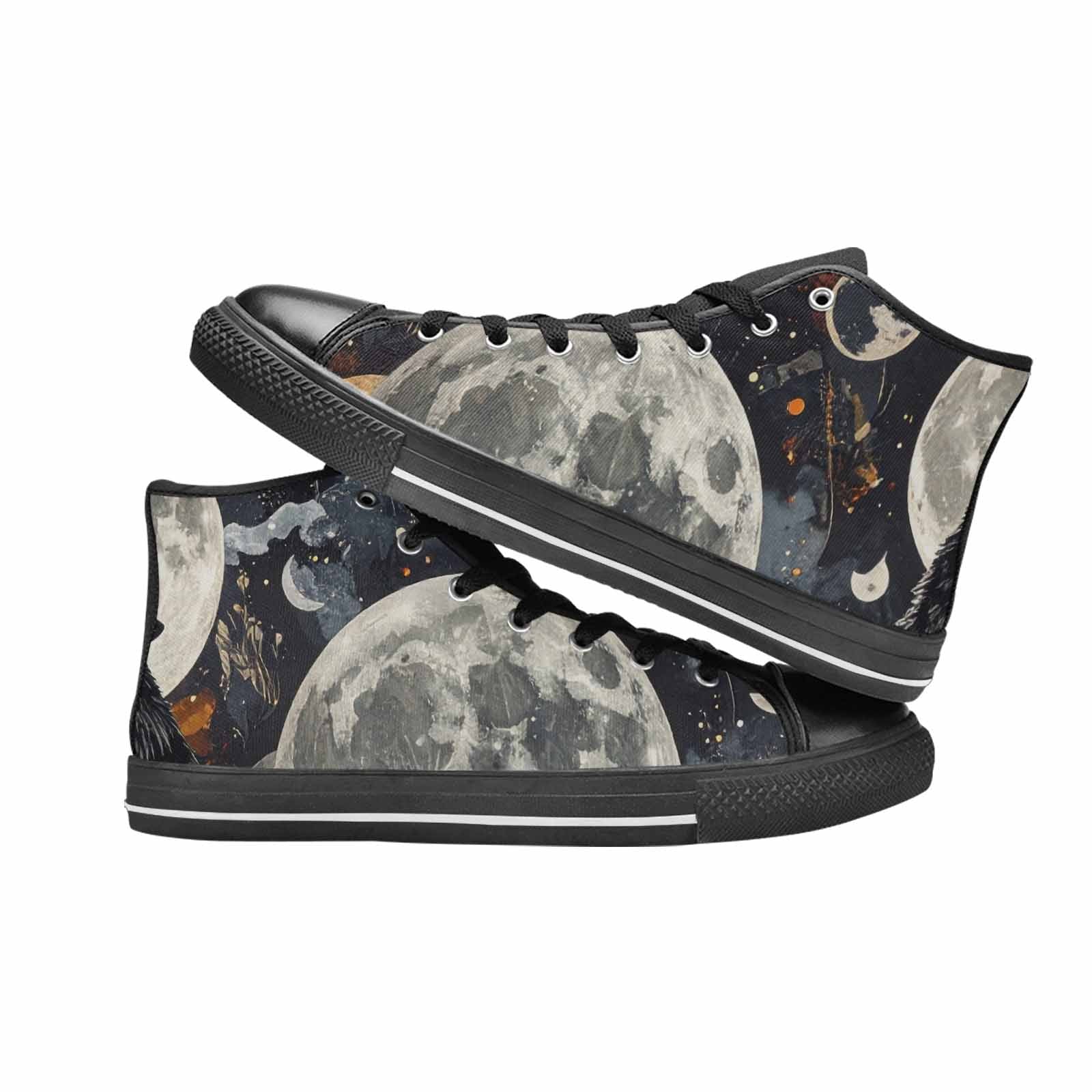 WOMEN'S Wolf Silhouette Moon High Top Canvas Vivid Shoes