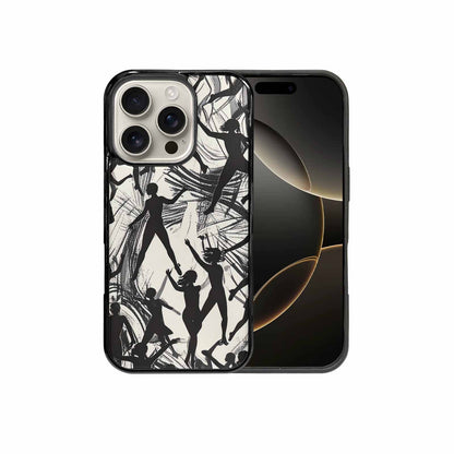 iPhone 16 Pro Case — Bold Dancing Figure Line Art Pattern, Original Design Phone Case