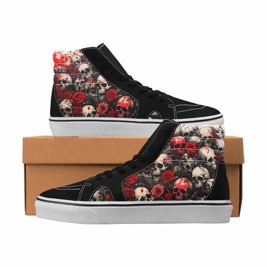 MEN'S Skulls Black & Red Ink High Top Canvas Statement Melting Art Custom Kicks