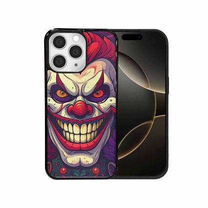iPhone 15 Pro Max Case — Evil Circus Heads Faces Overlapping Patterns, Custom Print Case Cover