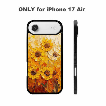 iPhone 17 Air Case — Impressionist Sunflower Brushstroke Pattern Hundreds Floral, Custom Print Case Cover