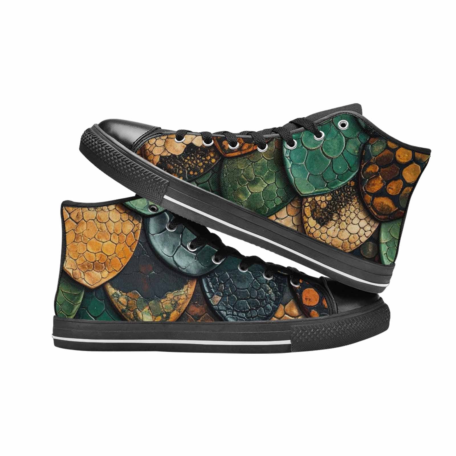 MEN'S Snake Skin Reptile High Top Canvas Wallpaper Art Shoes