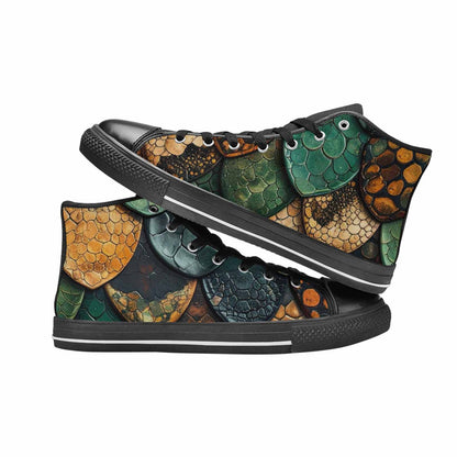 MEN'S Snake Skin Reptile High Top Canvas Wallpaper Art Shoes