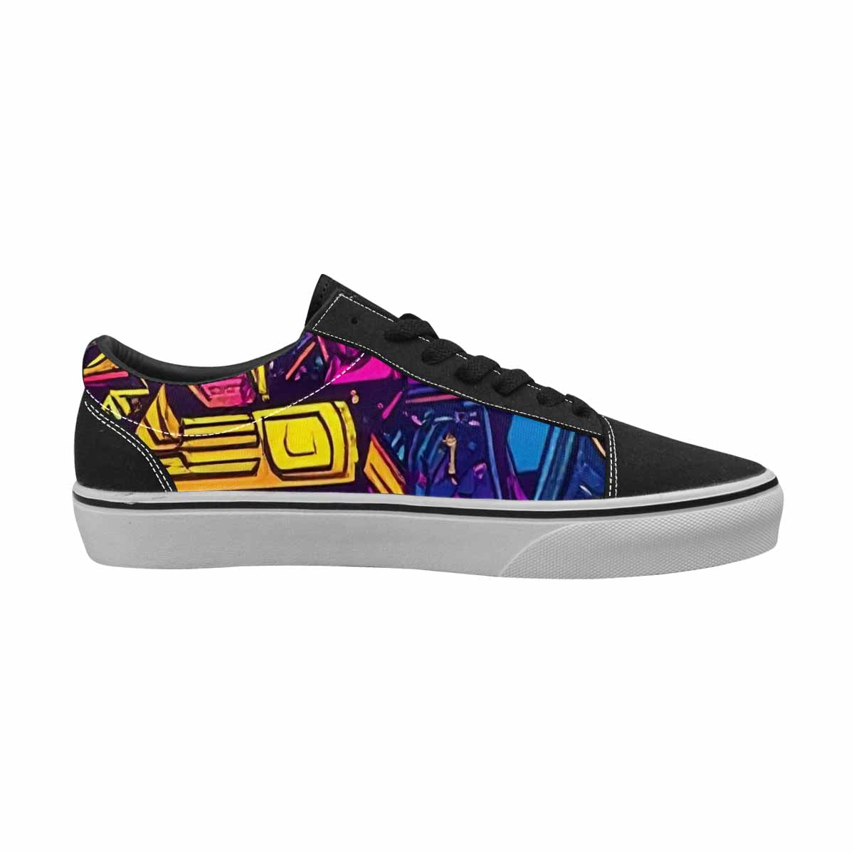 WOMEN'S 80s Retro Motif Lace-Up Canvas Wallpaper Art Custom Sneakers