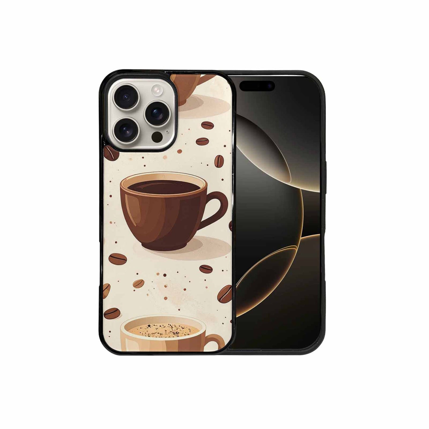 iPhone 16 Pro Max Case — Coffee Cup And Bean Pattern Seamless, Custom Made Phone Cover