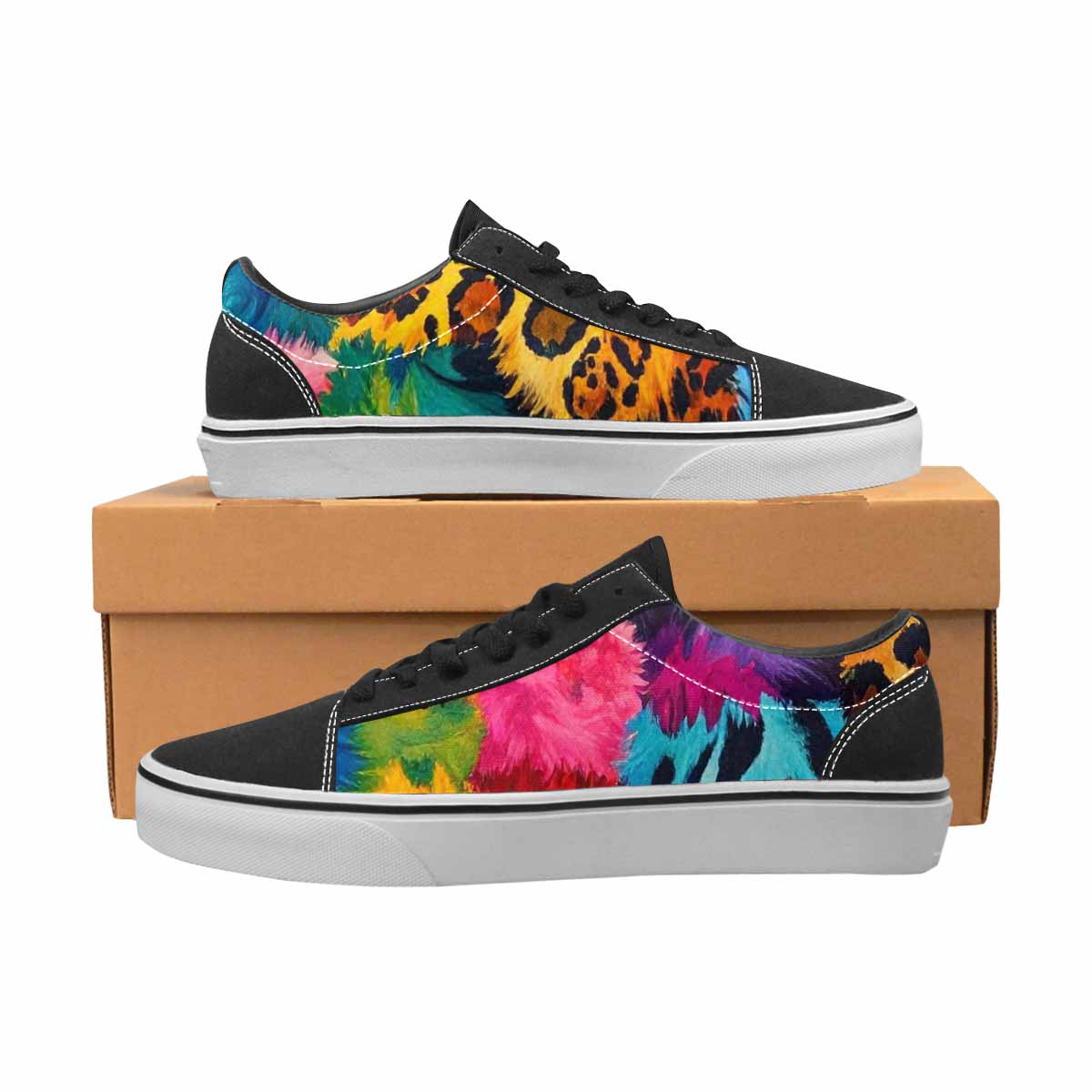WOMEN'S Full Color Vibrant Animal Lace-Up Canvas Grunge Custom Shoes