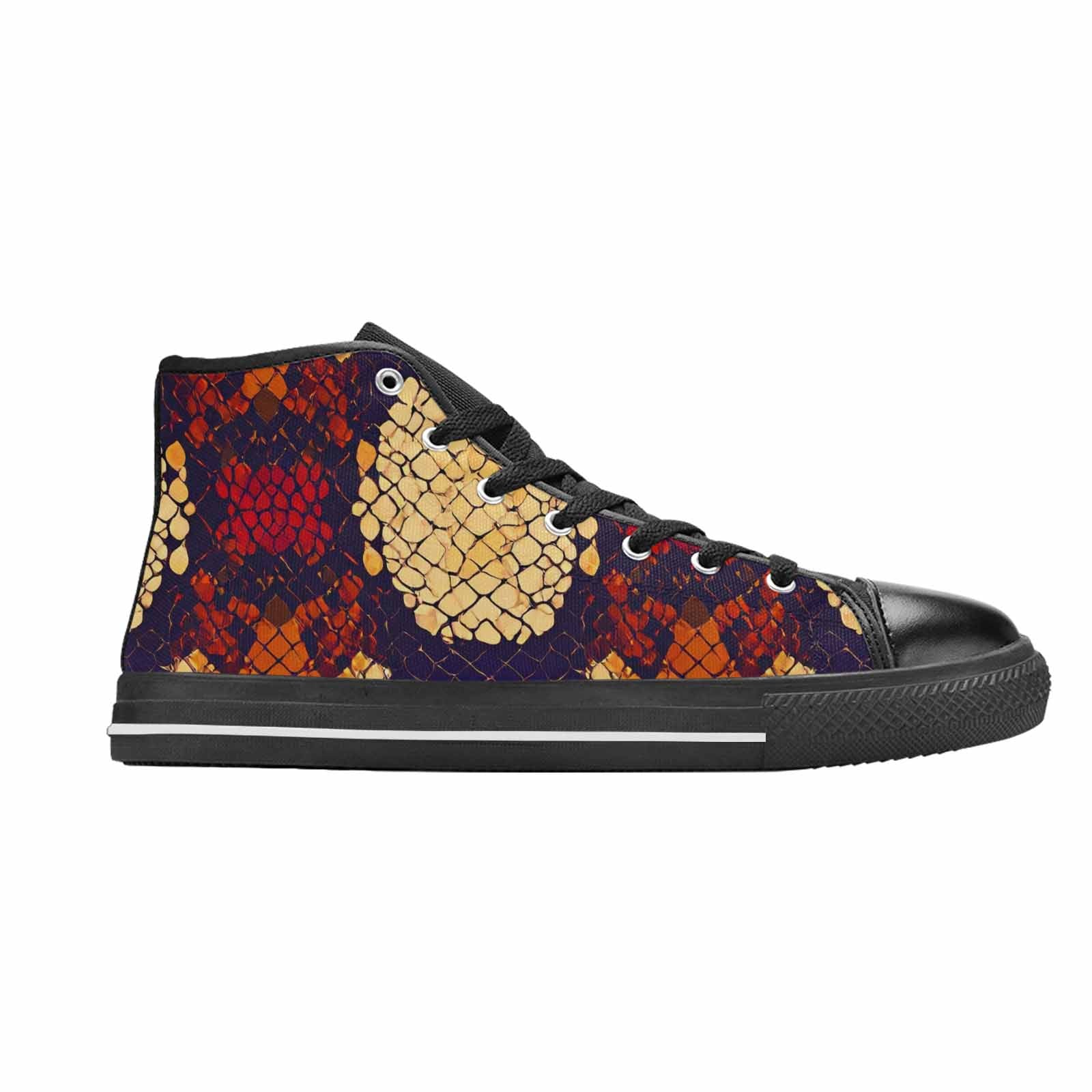 MEN'S Dark Snake Print High Top Canvas Surreal Sneakers