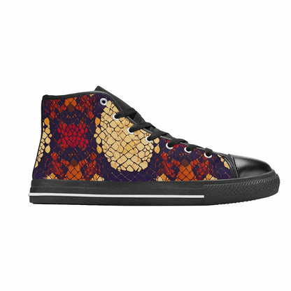 MEN'S Dark Snake Print High Top Canvas Surreal Sneakers