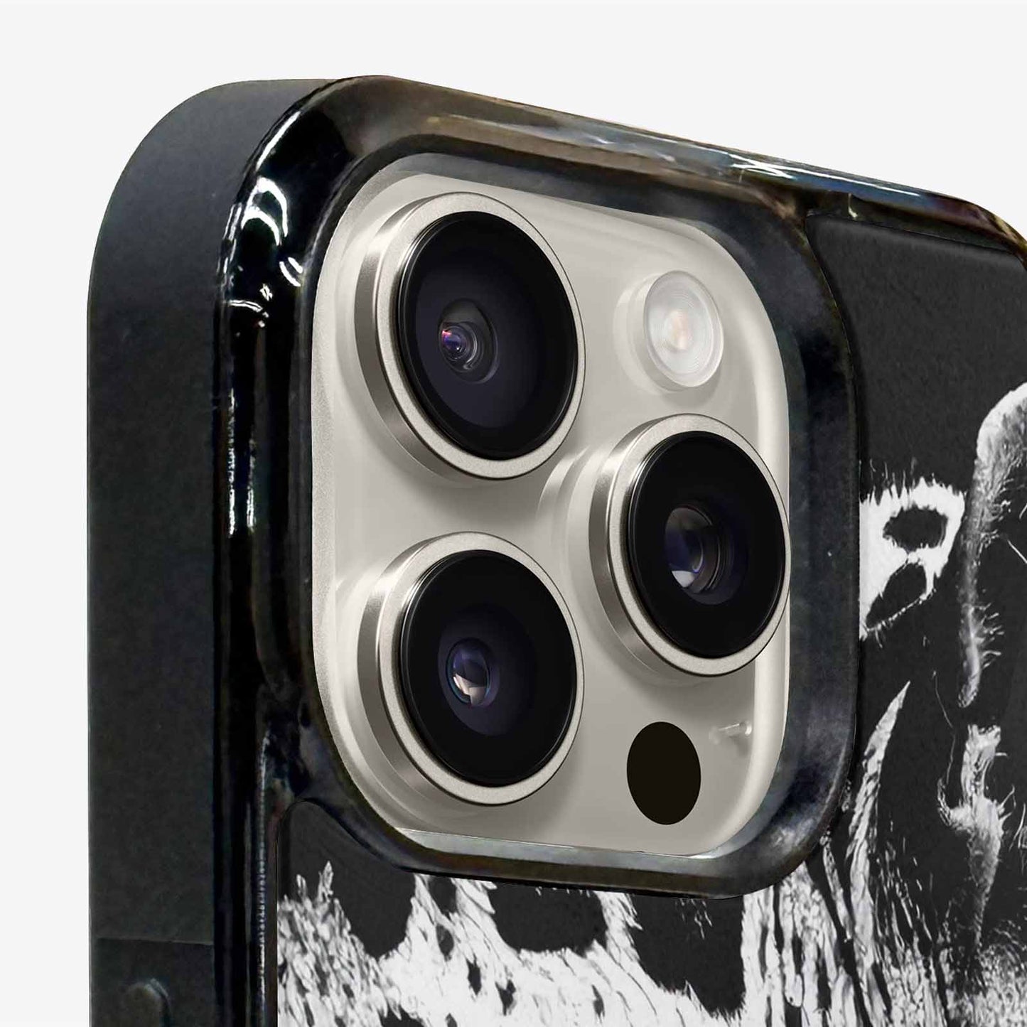 iPhone 15 Pro Max Case — Leopard Print Black And White Style, Custom Print Case Cover