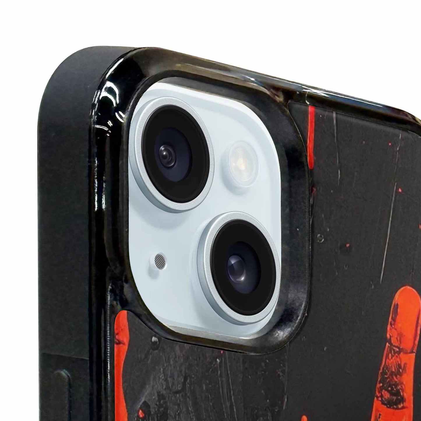 iPhone 15 Plus Case — Splatter Paint Art Hand Prints Black, Personalized Phone Case