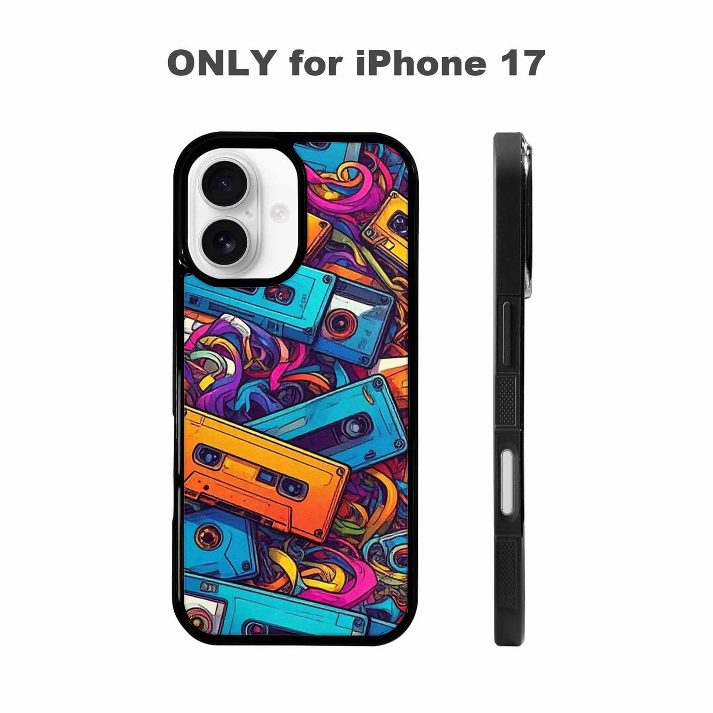 iPhone 17 Case — Retro Cassette Tape Pattern Retro Vintage, Custom Art Phone Cover