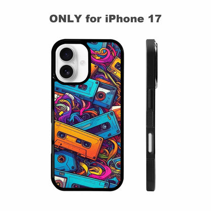iPhone 17 Case — Retro Cassette Tape Pattern Retro Vintage, Custom Art Phone Cover