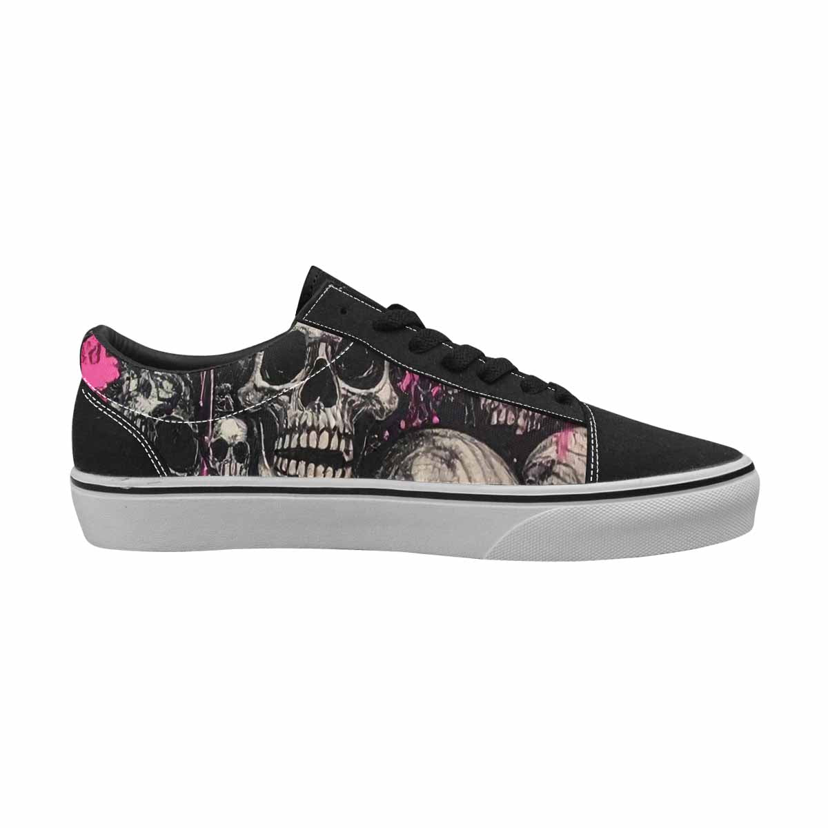 WOMEN'S Rainbow From Skull S Lace-Up Canvas Vibrant Chaos Custom Sneakers