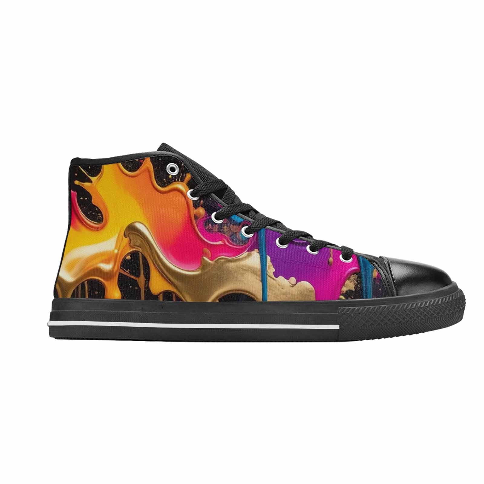 MEN'S Paint Splatter High Top Canvas Vibrant Chaos Custom Sneakers