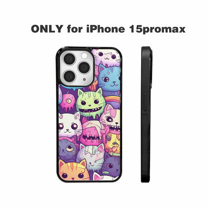 iPhone 15 Pro Max Case — Pastel Gore Cat Character Pattern Hundreds, Personalized Phone Case