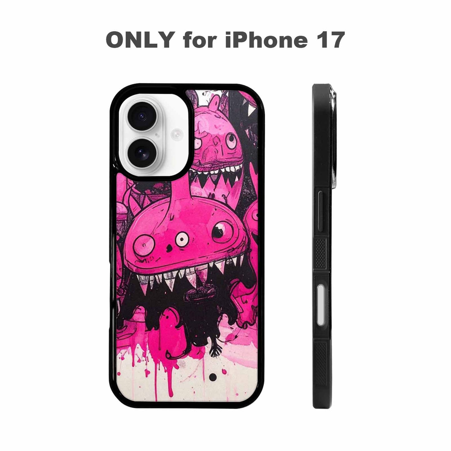 iPhone 17 Case — Black &amp; Pink Ink Cartoon Cute, Custom Designed Case Cover