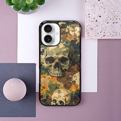 iPhone 16 Case — Military Camo Texture Combined With Distressed, Custom Phone Case