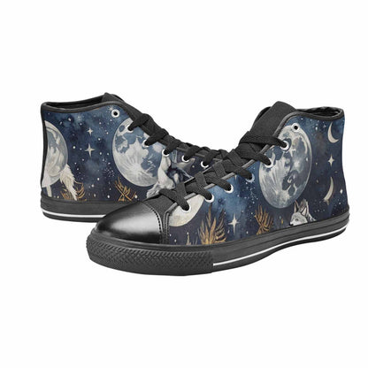 WOMEN'S Wolf Silhouette Moon High Top Canvas Aesthetic Custom Sneakers