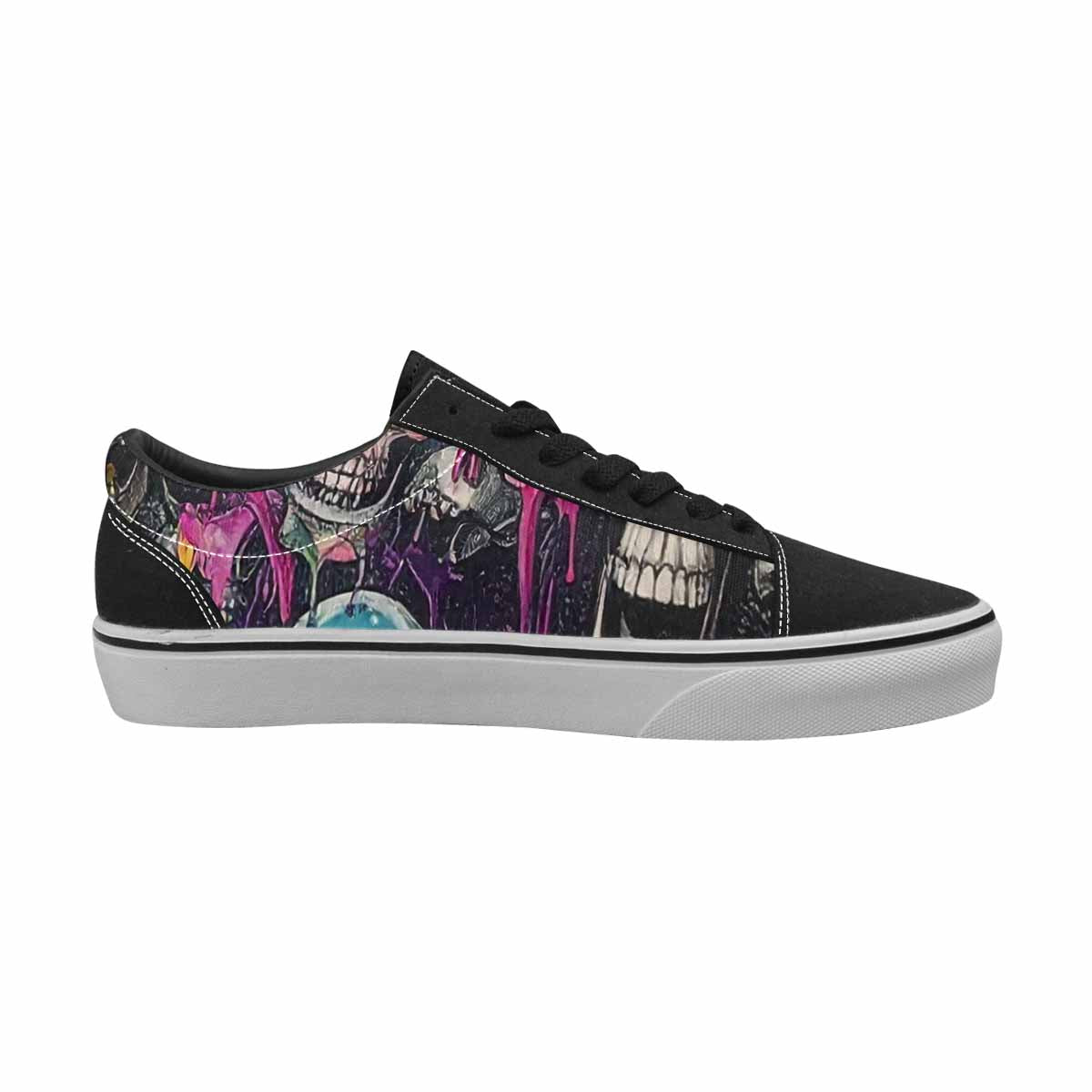 WOMEN'S Rainbow From Skull S Lace-Up Canvas Wallpaper Art Custom Sneakers