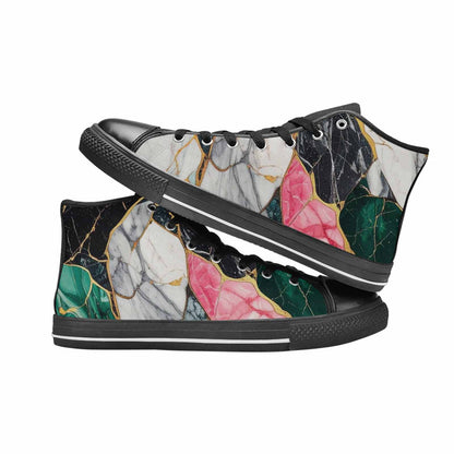 WOMEN'S Marble Stone Texture High Top Canvas Cottagecore Custom Shoes