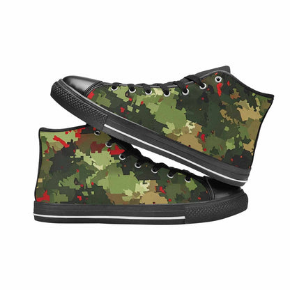 MEN'S Military Camouflage Blotch High Top Canvas Wallpaper Art Custom Shoes