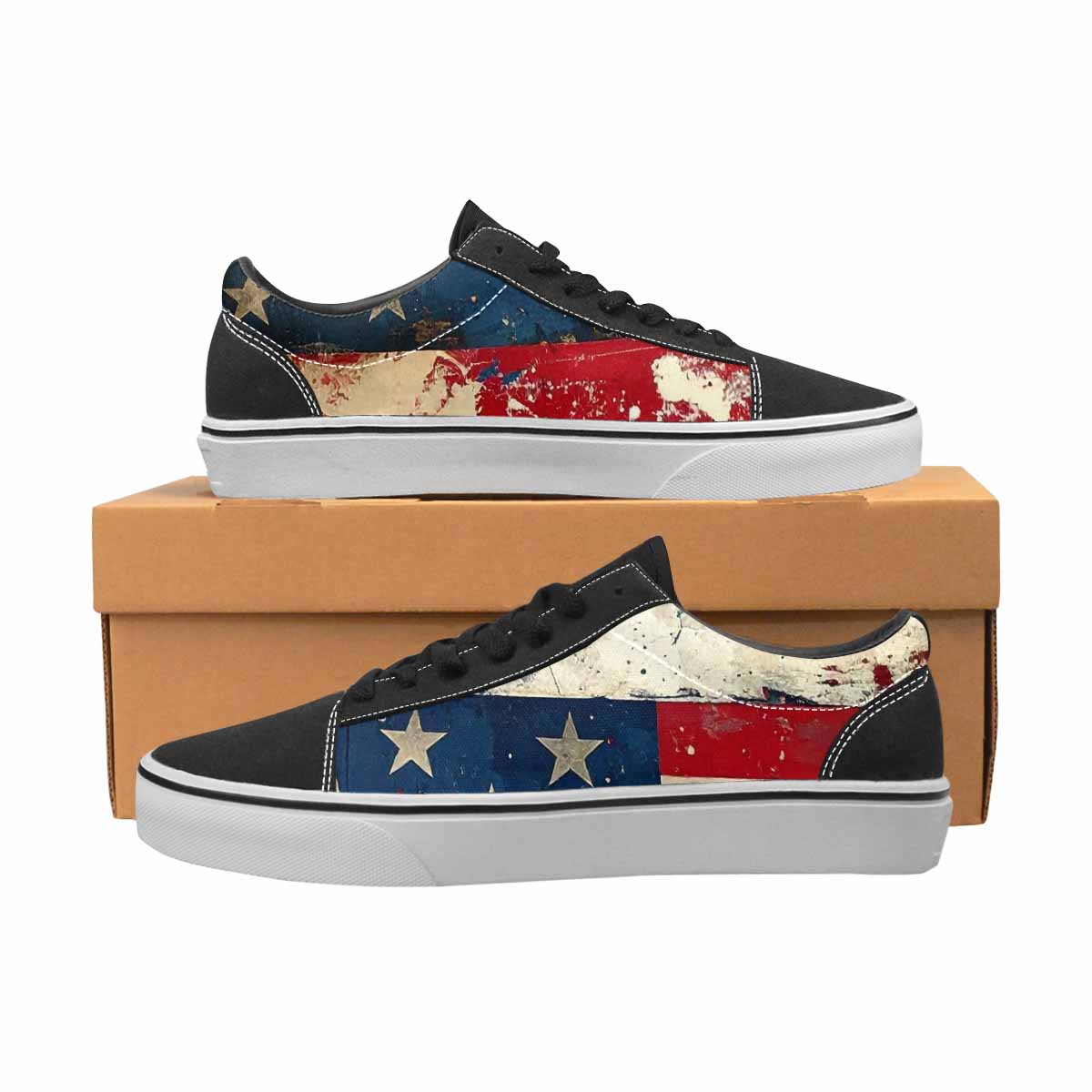 WOMEN'S American Flag Stars Canvas Lace-Up Neon Fantasy Sneakers