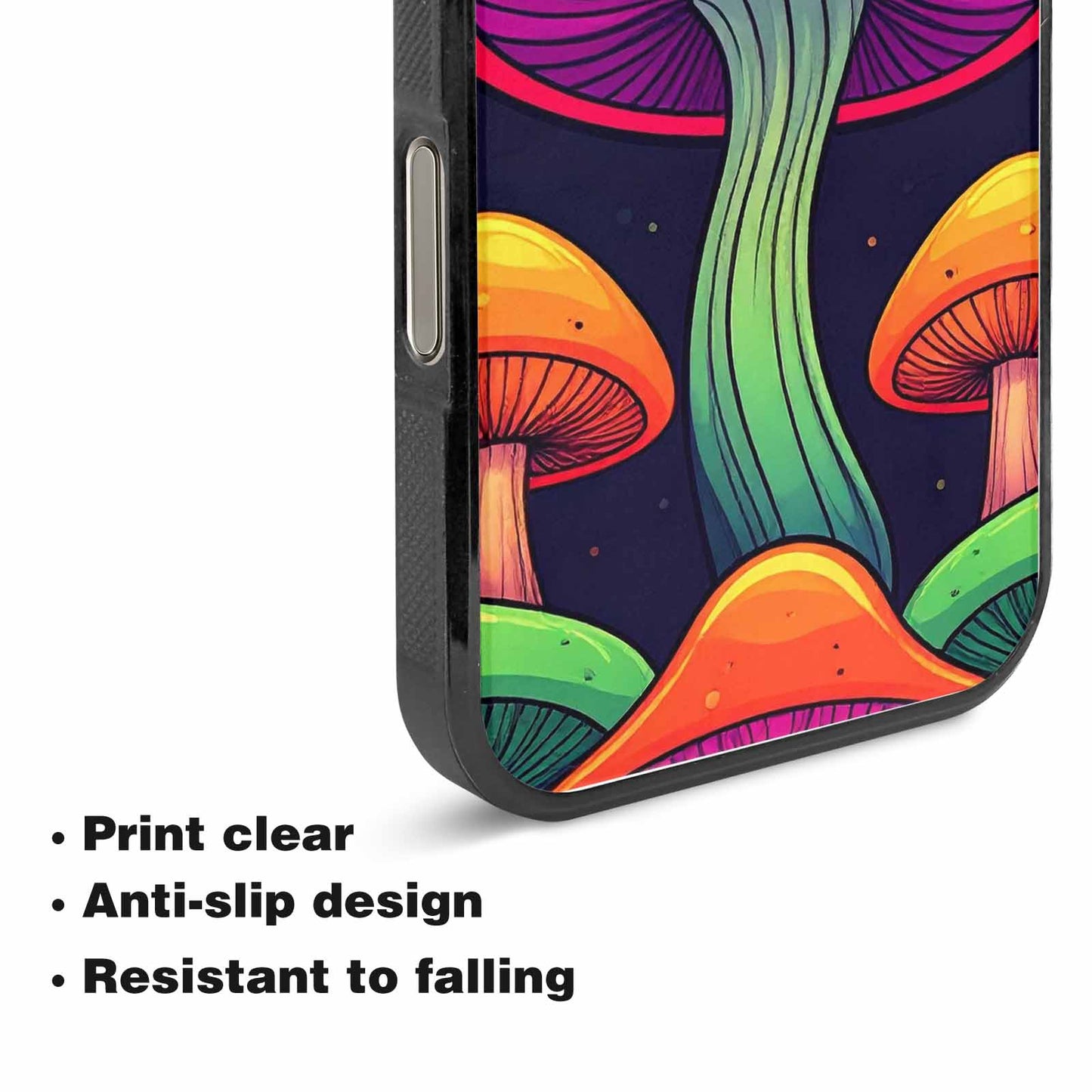 iPhone 15 Pro Max Case — Psychedelic Mushroom Cartoon Pattern, Custom Designed Case Cover