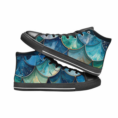 MEN'S Mermaid Scale High Top Canvas Aesthetic Custom Sneakers
