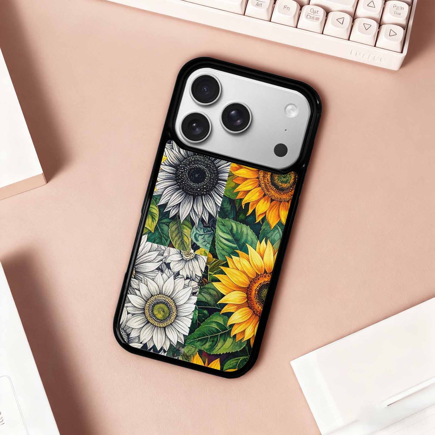 iPhone 17 Pro Case — Small Sunflower Pattern Randomly Varying Floral, Custom Designed Case Cover