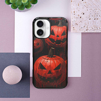 iPhone 16 Case — Bloody Pumpkin Face Custom, Custom Phone Case