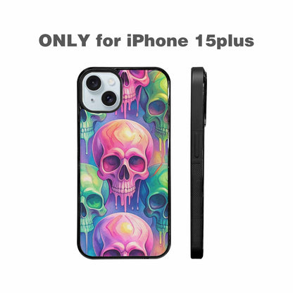 iPhone 15 Plus Case — Candy Color Dripping Skulls Custom, Custom Designed Case Cover