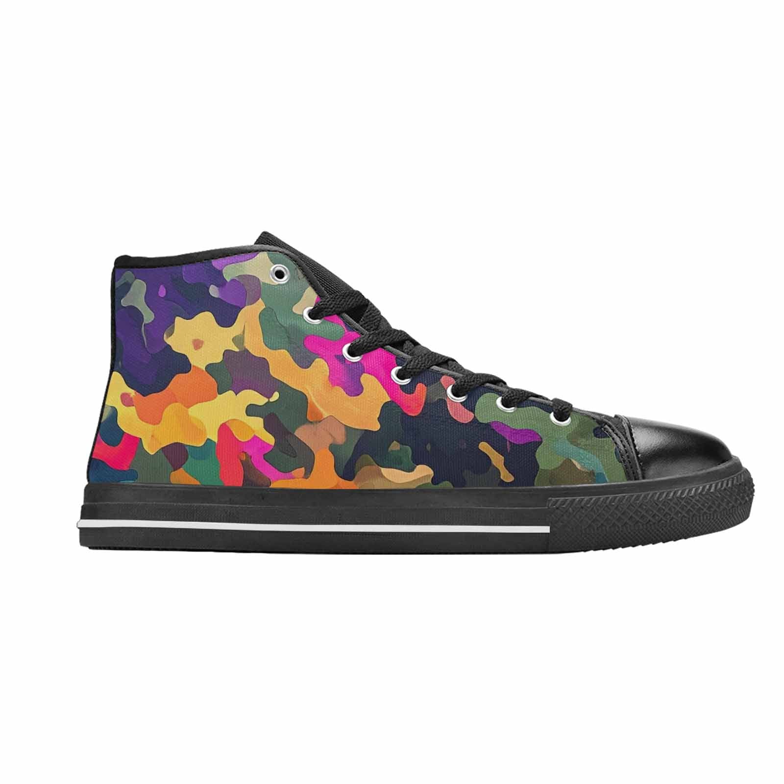 MEN'S Military Camouflage Blotch High Top Canvas Wallpaper Art Shoes