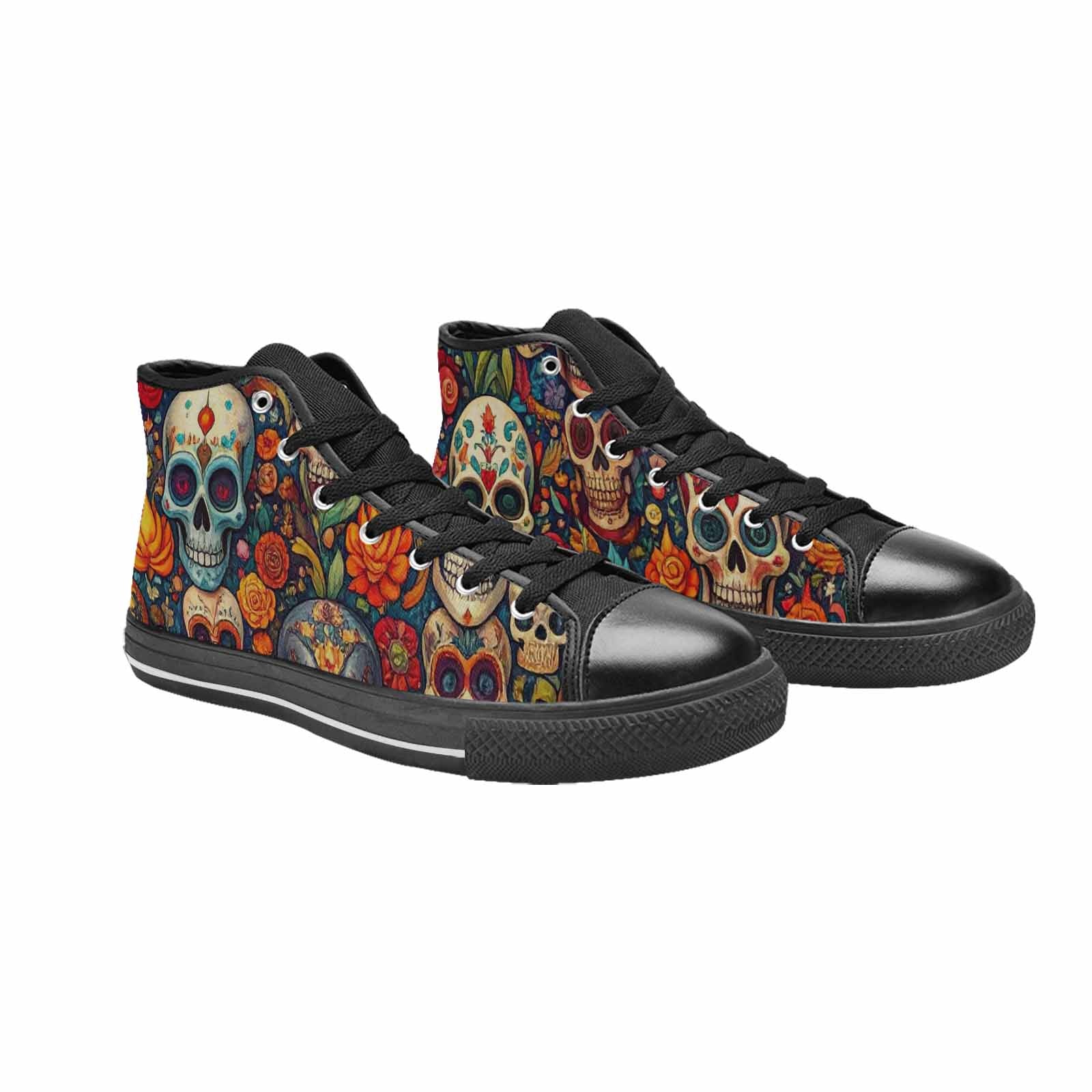MEN'S Skull High Top Canvas Cottagecore Custom Shoes