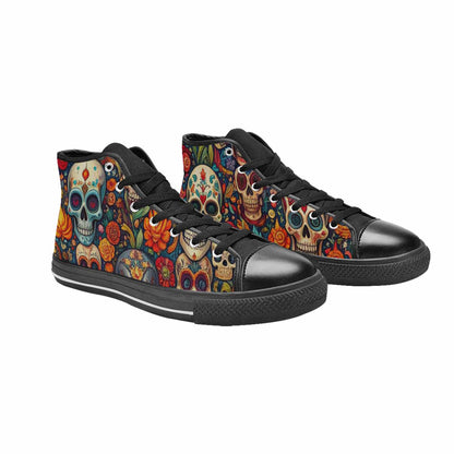 MEN'S Skull High Top Canvas Cottagecore Custom Shoes