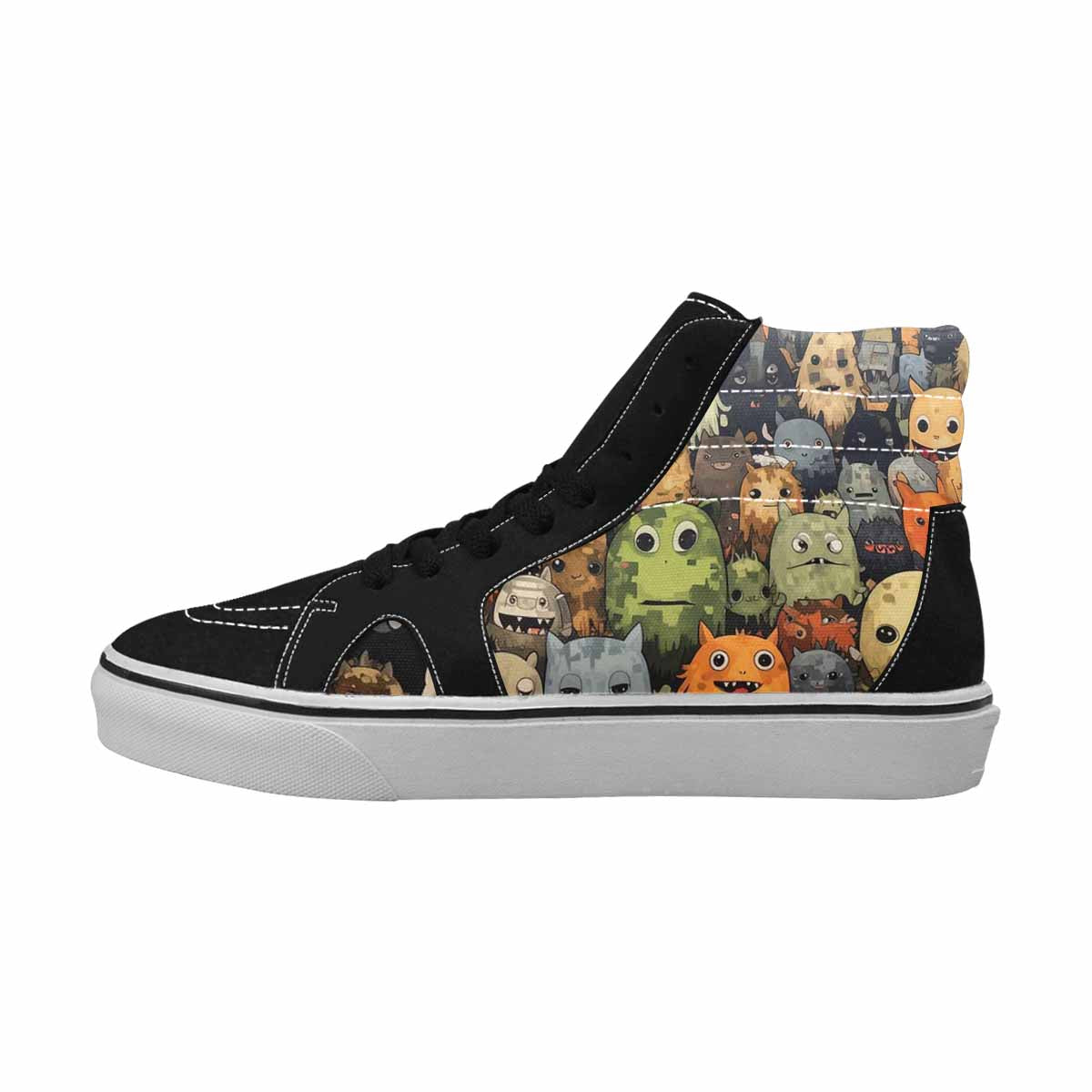 MEN'S Monsters  Camo Monsters High Top Canvas Vibrant Chaos Custom Sneakers