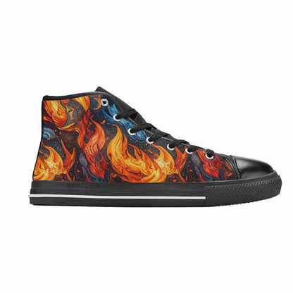 WOMEN'S Fire Flame High Top Canvas Wallpaper Art Shoes