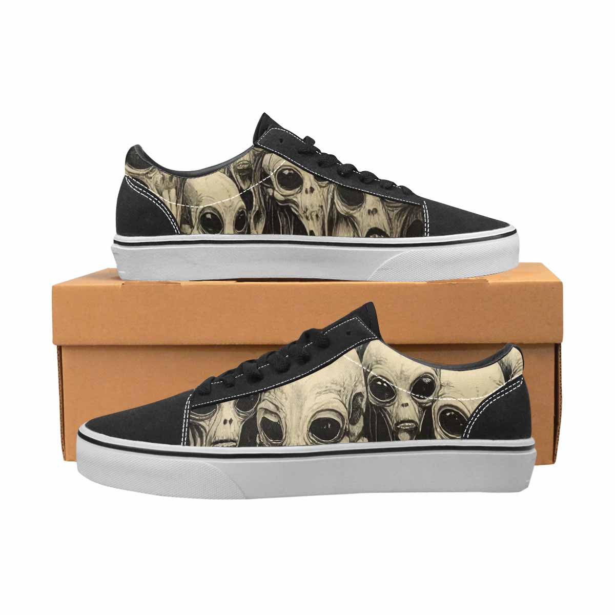 WOMEN'S Melting Aliens Lace-Up Canvas Dark Academia Custom Sneakers