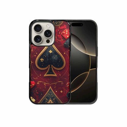 iPhone 16 Pro Case — Playing Card Suits Pattern Poker Chips, Personalized Phone Case