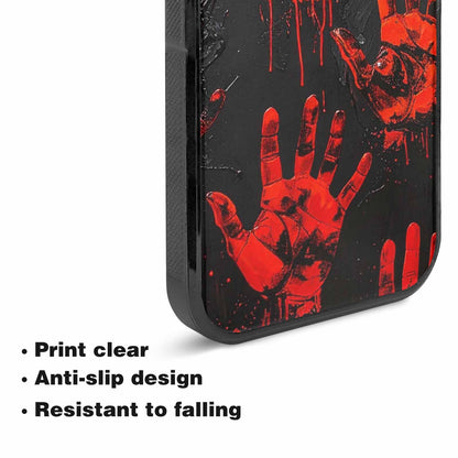 iPhone 15 Plus Case — Splatter Paint Art Hand Prints Black, Custom Phone Case
