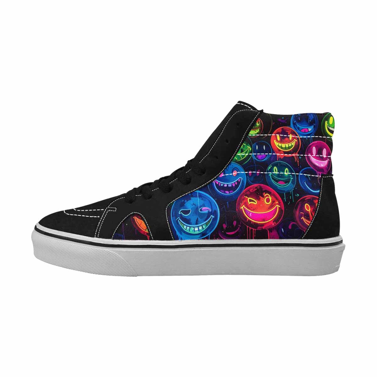 MEN'S Smiley Faces × Glow High Top Canvas Kaleidoscope Custom Sneakers