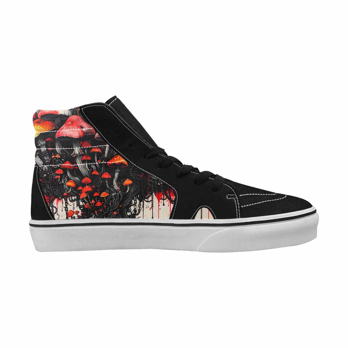 MEN'S Rainbow Drip Mushrooms High Top Canvas Cottagecore Sneakers
